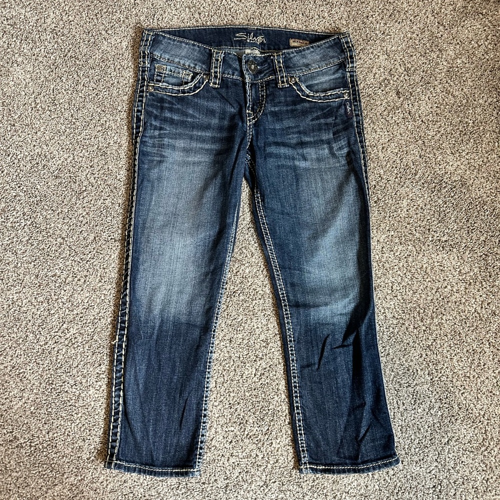 Silver Jeans McKenzie capri medium wash W29 a22
